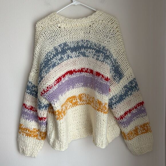 Anthropologie Grazia Chunky Striped Cardigan Sweater Size XS/S Colorful Knit EUC - Picture 13 of 13